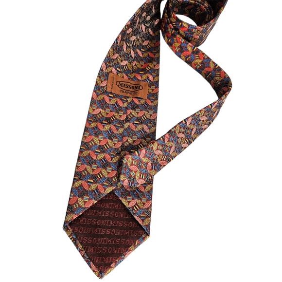 MISSONI Multicolor Geometric Silk LUXURY Tie ITALY - Picture 2 of 4